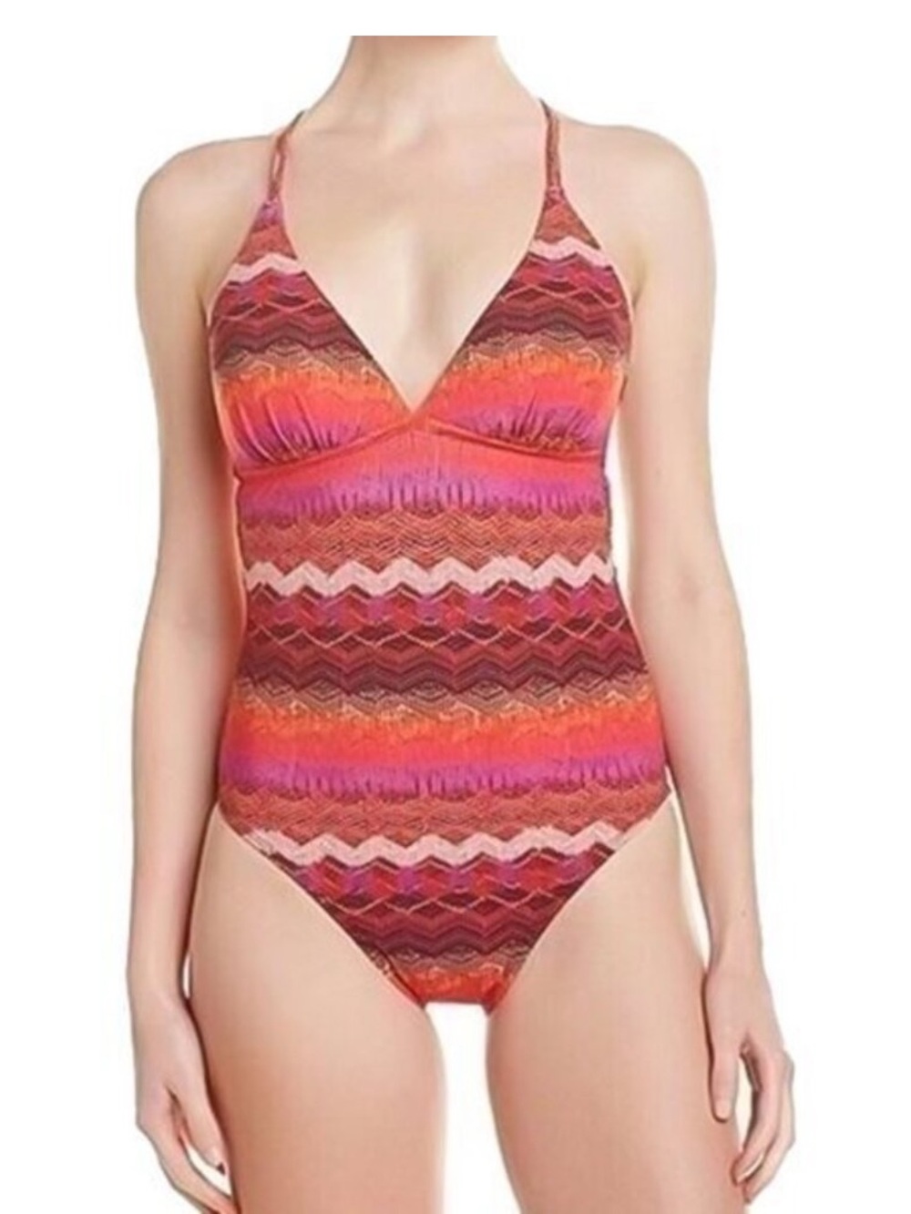 La Blanca Striped Abstract Print One Piece Swimsuit, 16